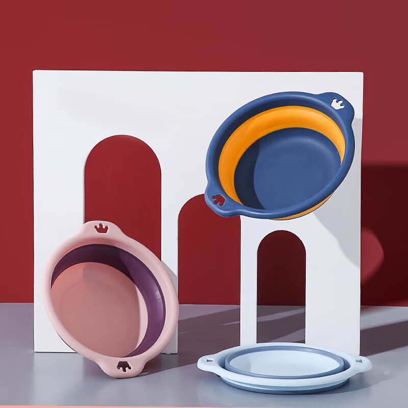 Biyoumei foldable washbasin baby butt basin travel portable mini fruit basin blue small