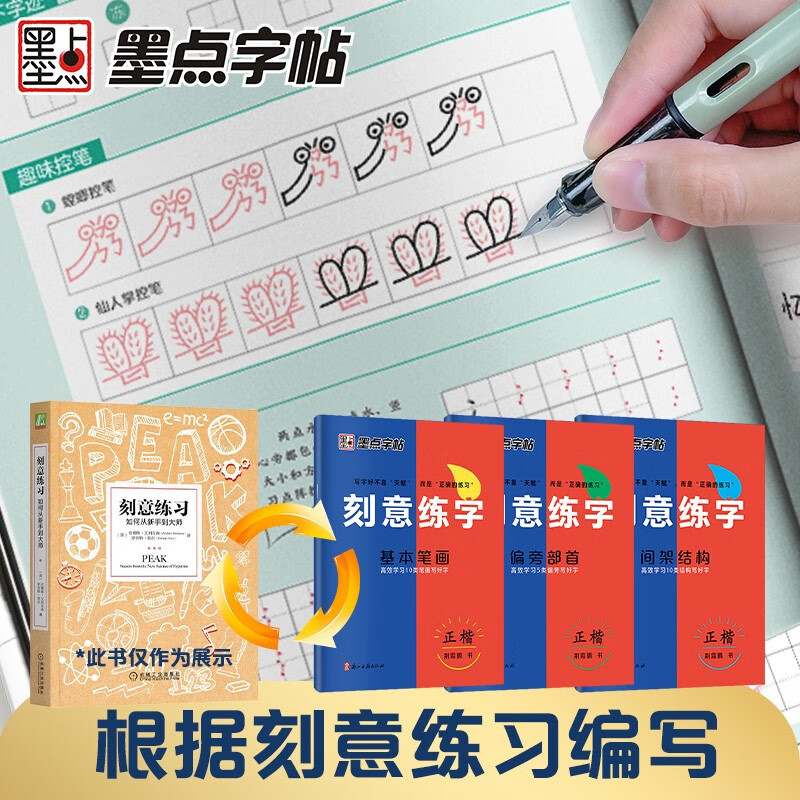 Free shipping, ink dot copybook, deliberate calligraphy practice, deliberate practice on how to go from entry to excellence, Jing Xiaopeng regular script hard-pen copybook, basic exercises for beginners (3 books)