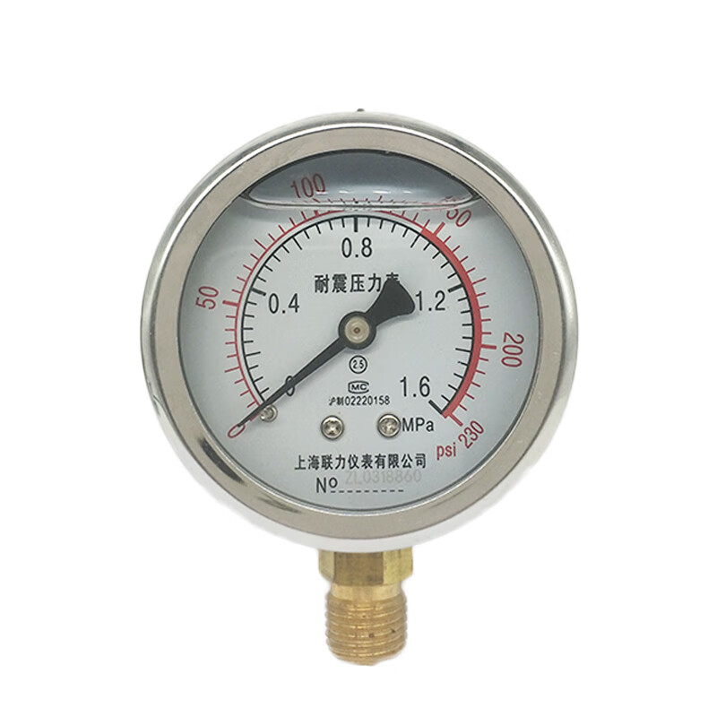 Shanghai Lianli seismic pressure gauge YN60 seismic vacuum water pressure hydraulic pressure gauge 1.6/40/-0.1-0MPA 0-1MPA