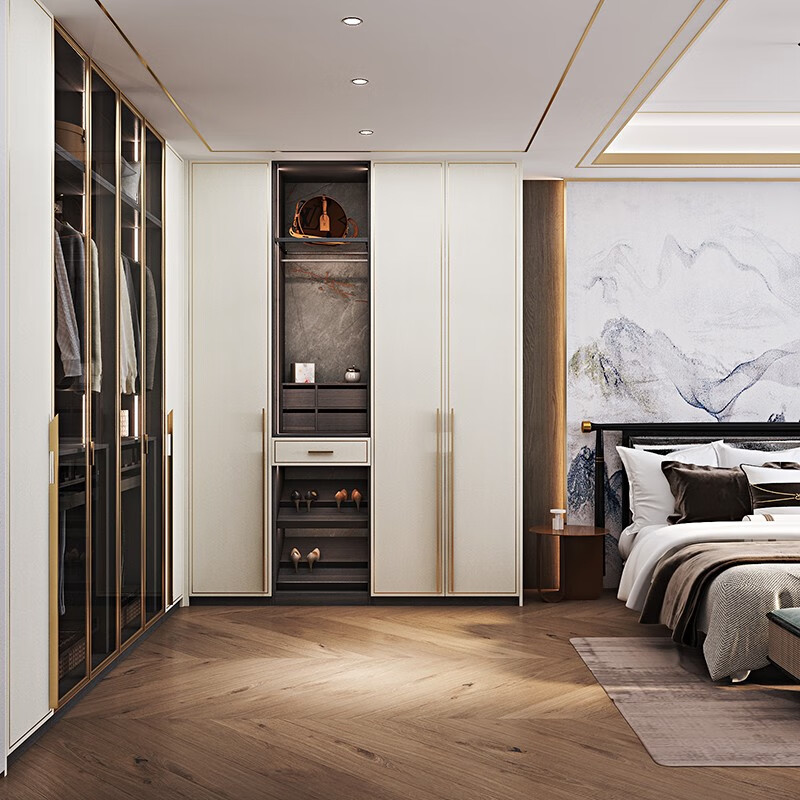 Oubli wardrobe customization, light luxury modern walk-in closet, bedroom wardrobe customization, one cabinet to top wardrobe storage cabinet, customization gold, actual payment can be deducted from the equal amount of payment