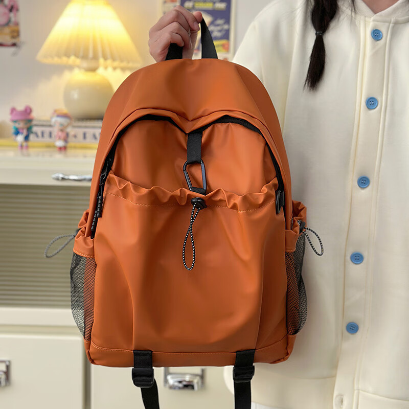 Qiaoyi Outdoor Mountaineering Backpack Commuting Travel Backpack Lightweight Water-Repellent Multi-Pocket Unisex Computer School Bag Backpack Orange