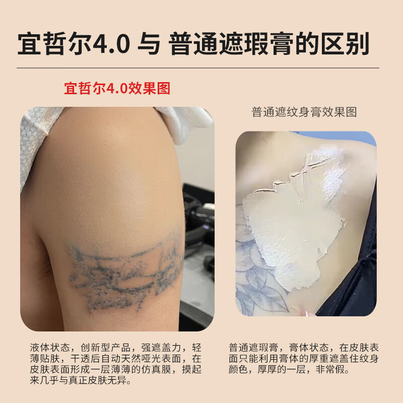 Yizheer Concealer Tattoo Covering Sticker Invisible Covering Spots, Birthmarks, White Spots, Acne Prints, Flesh-colored Waterproof, Sweat-proof and Anti-rubbing Special Yizheer 4.0 Professional Tattoo Covering Liquid Set