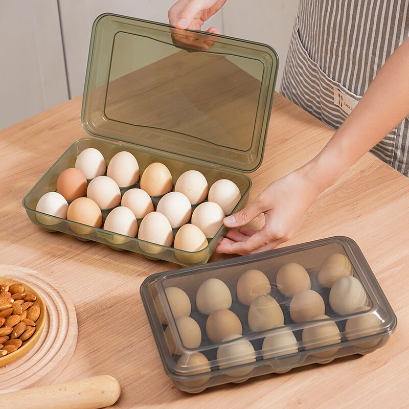 Quhe egg storage box for refrigerator, special egg box, sealed fresh-keeping box, egg rack holder, kitchen artifact, household, transparent white, fifteen grids
