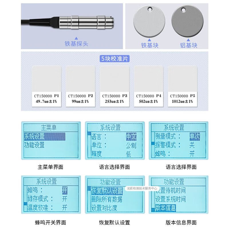 Kezitu 30S coating thickness gauge high-precision electroplated paint film paint spray galvanized chromium layer aluminum oxide film thickness gauge industrial XCT330F1 iron-based probe