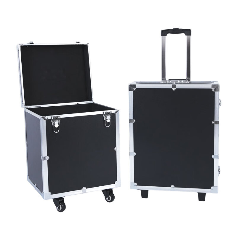 Shantou Lincun customized trolley tool box flight case hardware multi-functional storage instrument and equipment tool box custom-made black trolley case 50*36*55 with tool box inside upgraded version