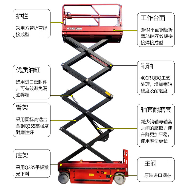 Honglue fully self-propelled lift hydraulic lifting platform vehicle mobile electric hydraulic aerial vehicle aerial work platform self-propelled electric wheel 4 meters load capacity 320 kg