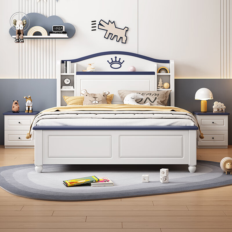 Natural Bear Solid Wood Children's Bed Boys and Girls Single Bed Light Luxury Teenage Student Princess Bed Modern Simple Solid Wood Bed Solid Wood Single Bed (Color Remarks) 1.5*2.0 Frame Structure