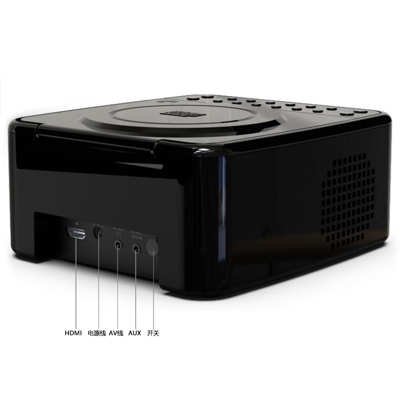 Esscitech German portable DVD player mini home CD player all-in-one evd player VCD high-definition player European classic mp3 English disc U disk player black Bluetooth model + 2 18650 rechargeable batteries official standard