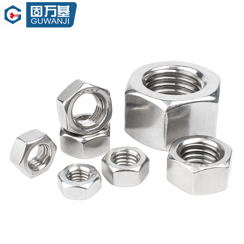 Guwanji authentic 316L stainless steel nut 304 hexagonal nut 201 screw cap coarse tooth fine tooth screw nut national standard 316 thin section M4 50 pieces