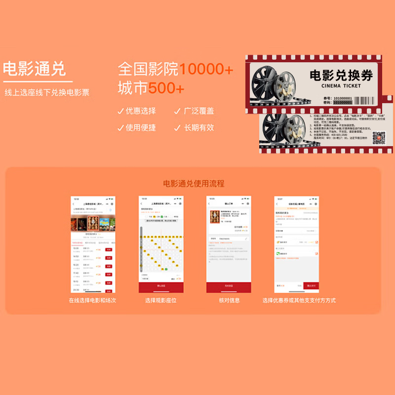 Movie ticket redemption coupon, national general physical movie coupon, online ticket purchase, corporate employee benefits, movie card purchase, 50 face value movie ticket