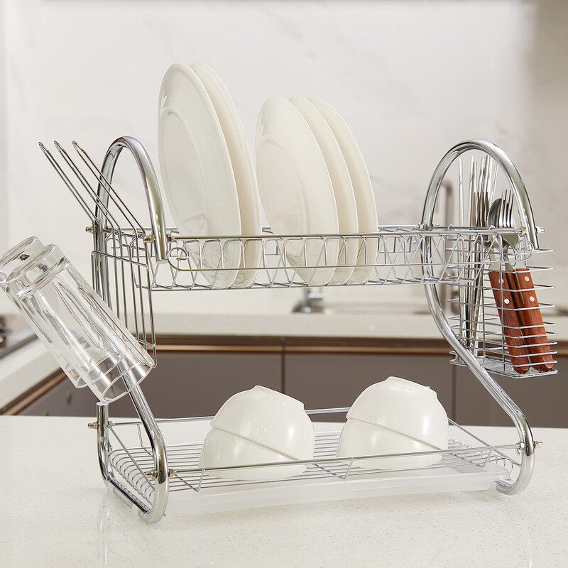 Ou Runzhe dish rack S-shaped double-layer kitchen dish rack drain rack chopstick rack bowl chopsticks bowl plate storage rack