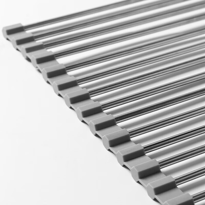 Baijie Kitchen Sink Drain Rack Pool Tableware Water Control Rack Silicone Foldable Storage Roller Curtain 18 Tubes