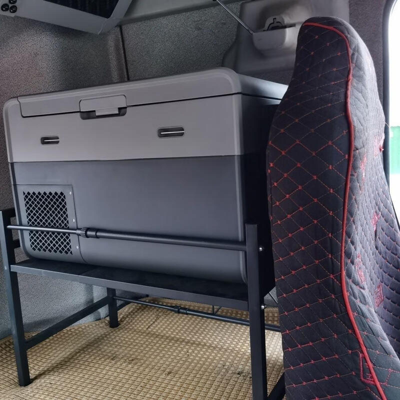 Truck on-board refrigerator bracket, large truck sleeper refrigerator bracket, storage shelf, support bracket, special bracket base, widened, thickened, black, length telescopic/0 liters