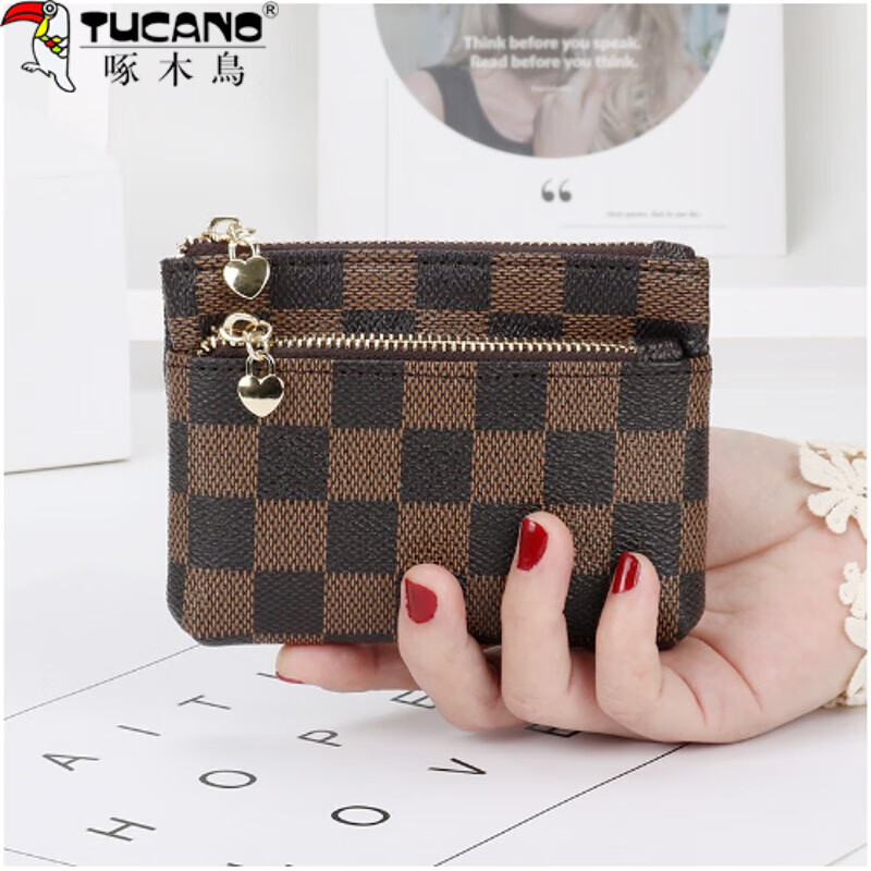 Woodpecker (TUCANO) genuine leather texture new small coin purse women's short soft leather handbag zipper coin wallet card bag for women maroon