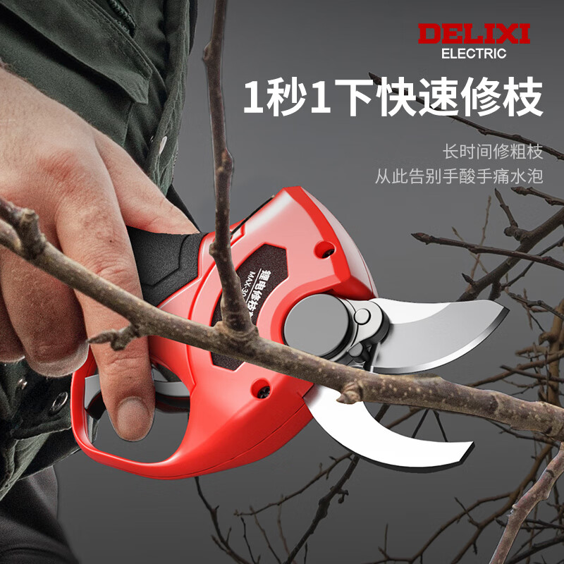 Delixi Electric Electric Scissors Fruit Tree High-altitude Pruning Shears Rechargeable Telescopic Pole Pruning Shears Tree Scissors Gardening Scissors Electric Agricultural Tools Can Cut 3.3 Meters High 4.0 Brushless One Electric