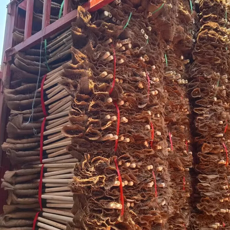 Brown broom old wooden handle brown broom school factory workshop