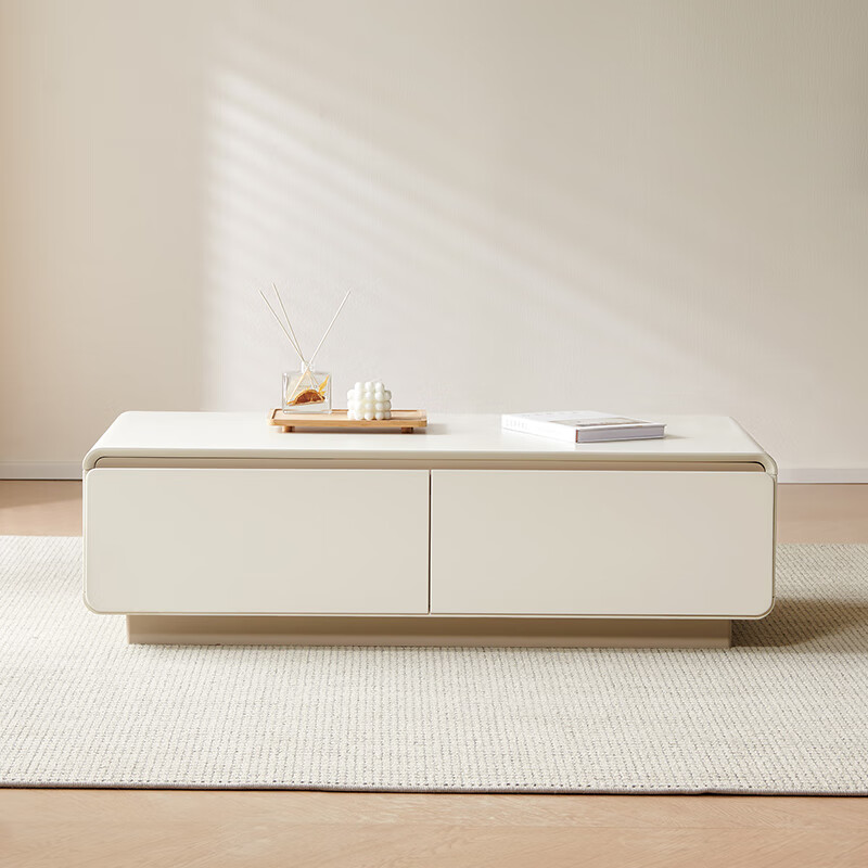 Quanyou Home Modern Simple Cream Style Coffee Table Living Room Small Household Storage Floor Cabinet
