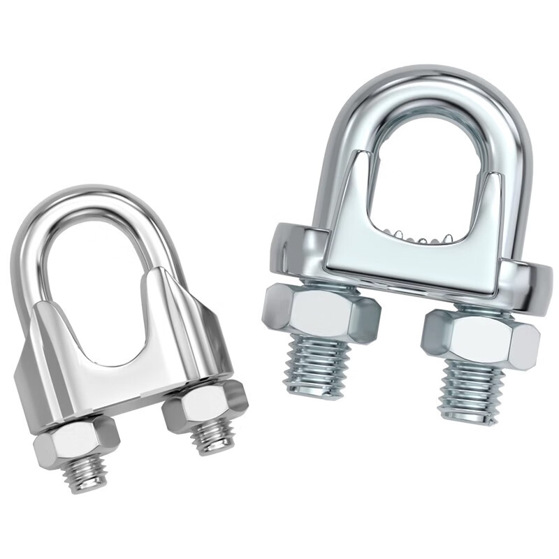 Tianzhuo Hardware national standard galvanized steel wire rope chuck buckle chuck U-shaped lock buckle U-shaped fixed joint M3/4/5/6/8/10mm cold-dip galvanized M10 suitable for 10mm steel wire rope - 2 pieces