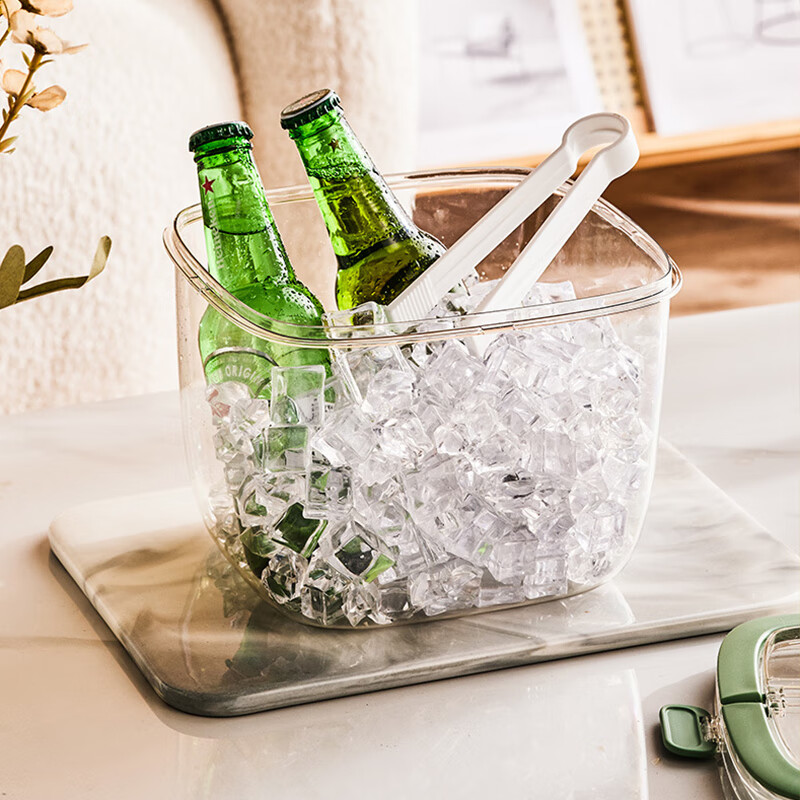 Mu Xingyu Clearance Portable Ice Bucket Outdoor Large Capacity Beer Champagne Ice Bucket Household Ice Tray Ice Bucket Off-White Free Ice Clip