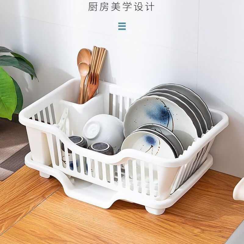 Drain bowl rack new drain rack bowl rack chopsticks bowl tableware storage rack kitchen large fruit and vegetable storage drain basket milk white 1 set