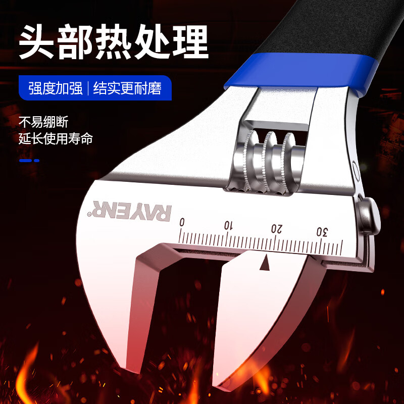 Ruineng plastic-coated adjustable wrench, universal live-mouth large open-end wrench, industrial-grade multi-functional 12-inch dual-purpose adjustable wrench