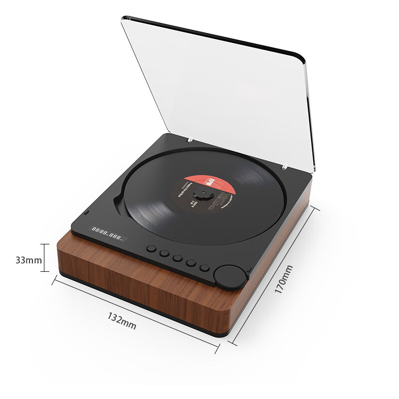 Jinzheng CD Player Bluetooth Mini Disc Fever Retro Listening to Albums Home Professional Record Disc Player High Quality Walkman Retro Player Wood Grain Brown Rechargeable Version Standard