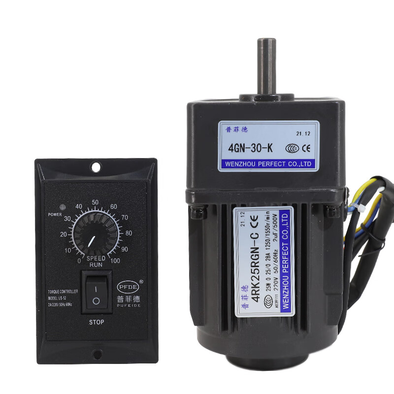 Yue Changsheng 40W220V AC reduction motor 4RK40RGN reversible speed motor high torque metal gearbox motor motor + gearbox 4GN12.5K (0-10 per minute 40W motor brake + speed regulator