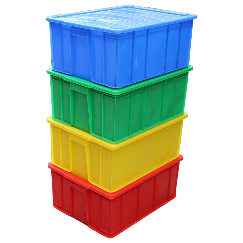 Thickened plastic turnover box rectangular plastic frame material box storage box hardware tool parts box plastic basin No. 6 box 530*415*240mm-yellow without lid