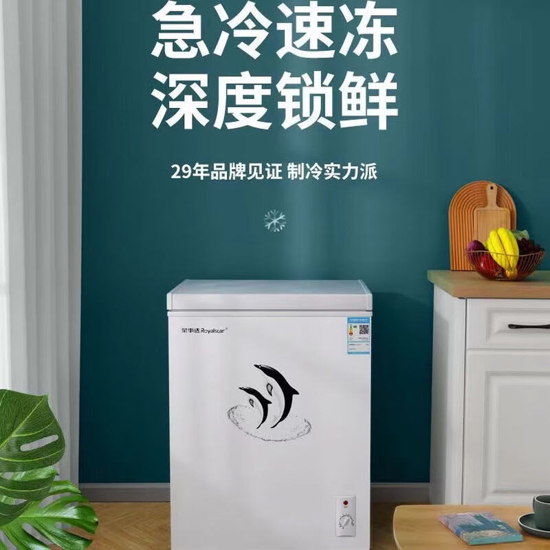 Royalstar Small Freezer Household Large Capacity Freezer Dual-Purpose Energy Saving Refrigerator Single Door Horizontal Freezer Breast Milk Storage Cabinet Single Temperature 72L Nationwide Warranty First Level Energy Saving 72L
