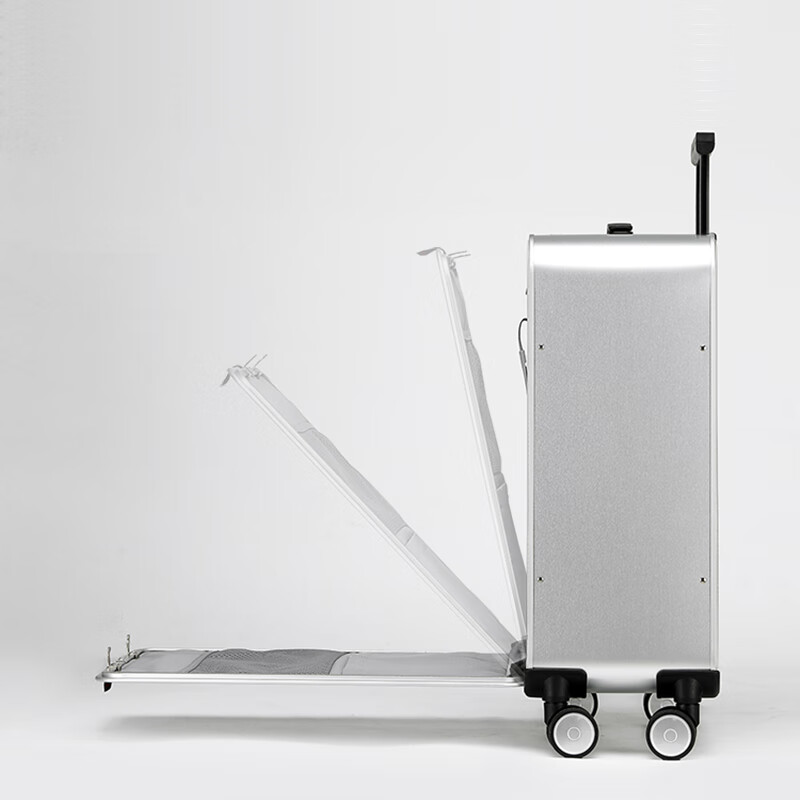Yuemeng front-opening boarding case all-aluminum magnesium alloy business travel suitcase 20 side-opening trolley case for men and women silver glossy 20 inches - can hold 15-16 inch computers - can be boarded
