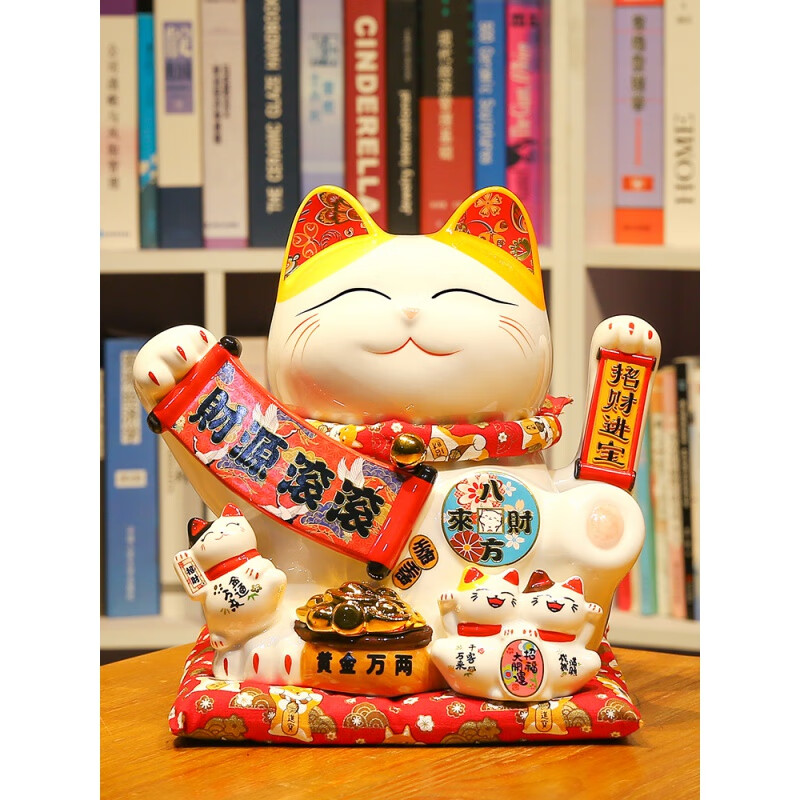 2024 new business prosperity ornaments for restaurants, cat ornaments for opening, lucky cashier, fortune handicraft shop, automatic waving hand, Bafang piggy bank, 14-inch hand waving, prosperity, + free sunglasses, cute kitten