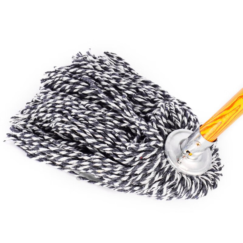 Lingxiang wooden pole mop cotton thread lobby old mop dust push mop factory property absorbent mop blue and white round head