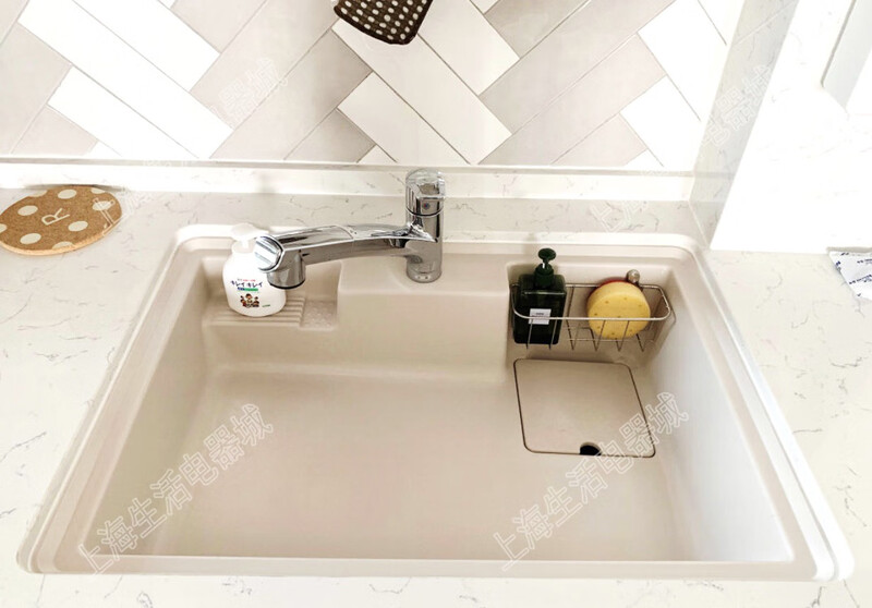 Japan imported large single sink HS800 above and below counter basin kitchen artificial marble color mute orange yellow