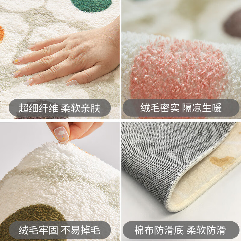 Steinmetz Bedside Carpet, Lamb's Velvet, High-end Bedroom Strip Carpet, Oval, Master Bedroom Thick Foot Rug in Front of Bed, Blue Night Quiet Point Plastic Bottom, Lamb's Velvet - Oval 80*160cm