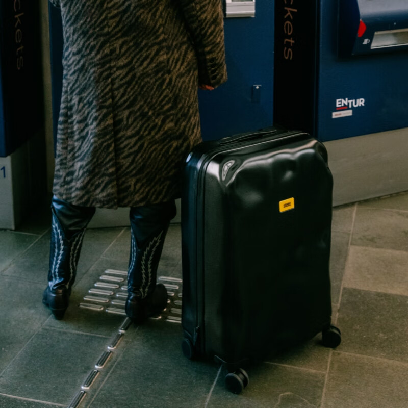 CRASH BAGGAGE Italian concave and convex luggage suitcase, boarding case, trolley case for men and women, silver 24 inches