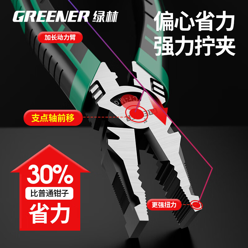 GREENER vise, industrial-grade wire pliers, high hardness, universal electrician special clamps, pliers, multi-function, labor-saving pliers, six functions, 9-inch multi-function needle-nose pliers