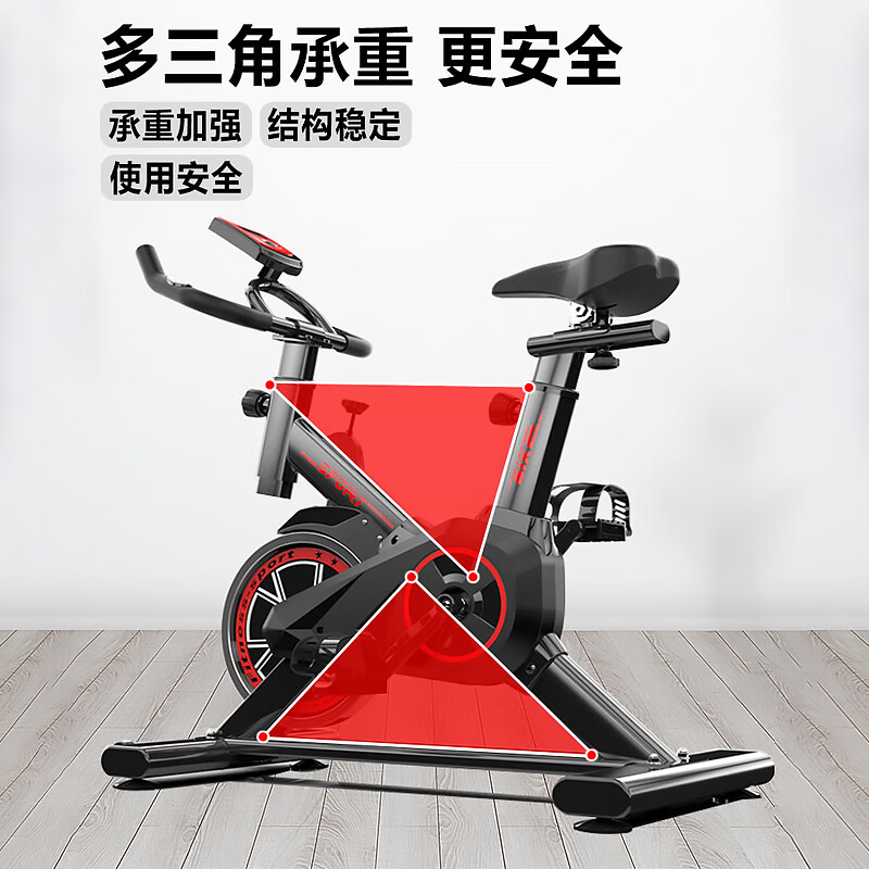 Dynamic bicycle home fitness bicycle indoor silent sports equipment cycling weight loss adult exercise pedal machine black heart rate detection + instrument recording + bracket