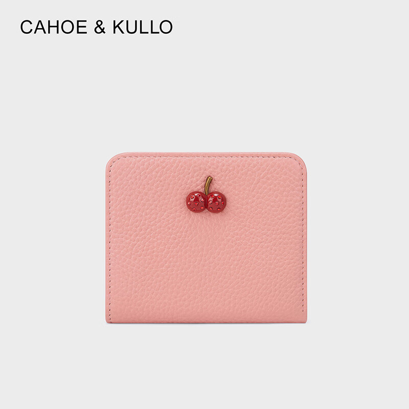CAHOE KULLO wallet women's short 2026 new fashion women's card holder multi-card slot clutch bag small wallet for women Cherry tender pink-ck women's bag Valentine's Day birthday gift for girlfriend or wife Practical and heartfelt high-end gift for best friend in autumn and winter