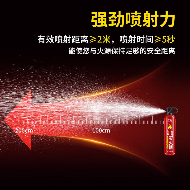 Jumu vehicle-mounted fire extinguisher, 3C certified for annual inspection of private cars, home kitchen, high-performance portable fire extinguishing equipment, 620ml water-based fire extinguisher