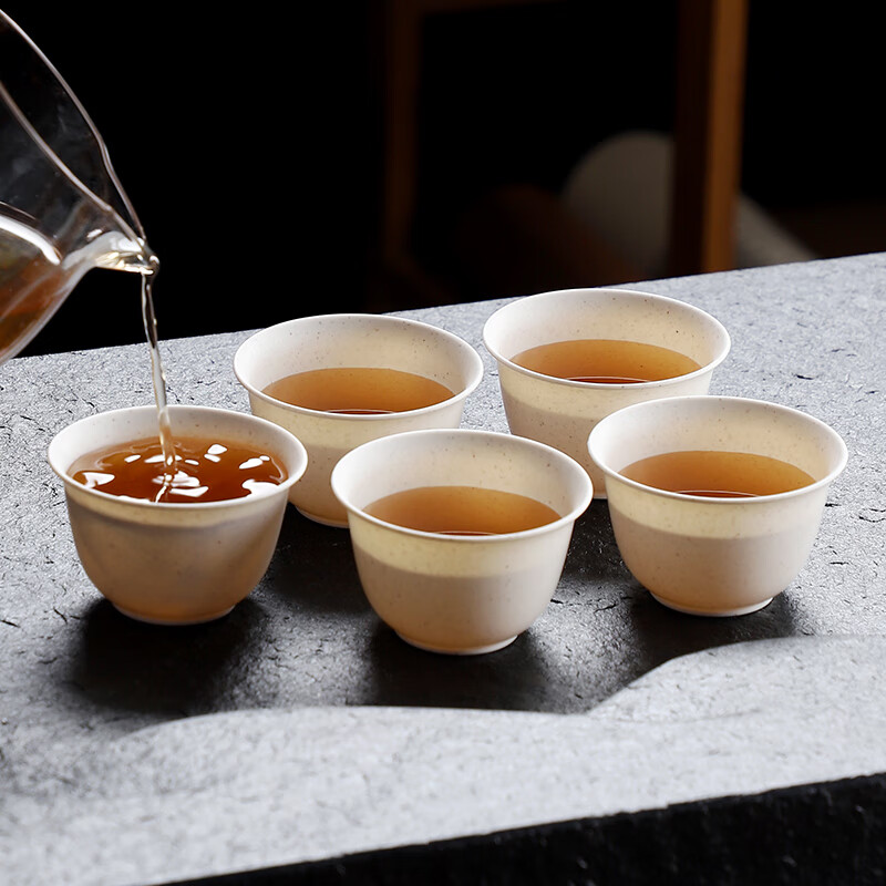 Ci small bowl disposable rice husk cup Kung Fu tea cup with storage cup holder 60ml high-end heat-resistant tea tasting tea reception cup Daoxiang cup 6 pack (300 pieces) with storage cup holder
