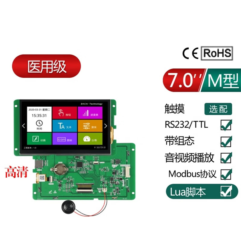 Kaiyuanda 1024*600 8P interface HD/IPS 236M series medical grade serial screen without touch ordinary HD