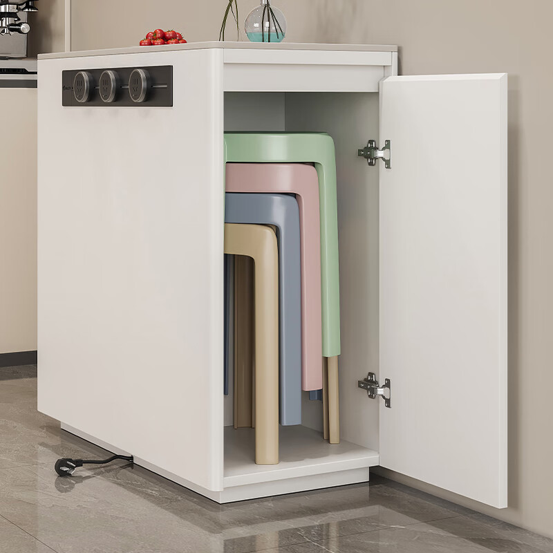 Wen Yijia's customized cabinet, separate island, movable narrow island, small apartment, solid wood slate inverted counter, guide table, dining table, sideboard, three drawers and one door (30cm*80cm*92cm), note color