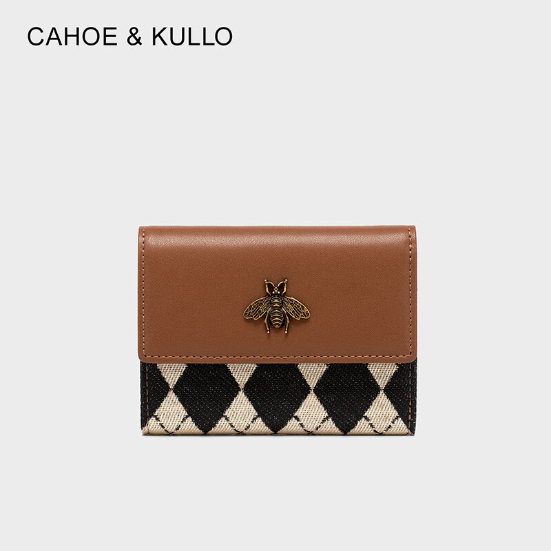 CAHOE KULLO Wallet Women's Short 2025 New Fashion Women's Small Card Bag Clutch Bag Women's Wallet Multi-Card Slot Coin Purse Diamond Brown-ck Women's Bag Valentine's Day Birthday Gift for Girlfriend or Wife Practical and Heartfelt High-end Feeling for Best Friend in Autumn and Winter