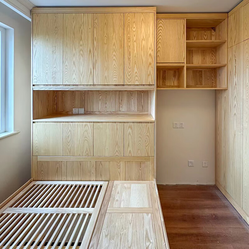 Shenyi whole house customized solid wood wardrobe ash wood large cabinet combination customized bedroom overall furniture logs make an appointment to consult customer service