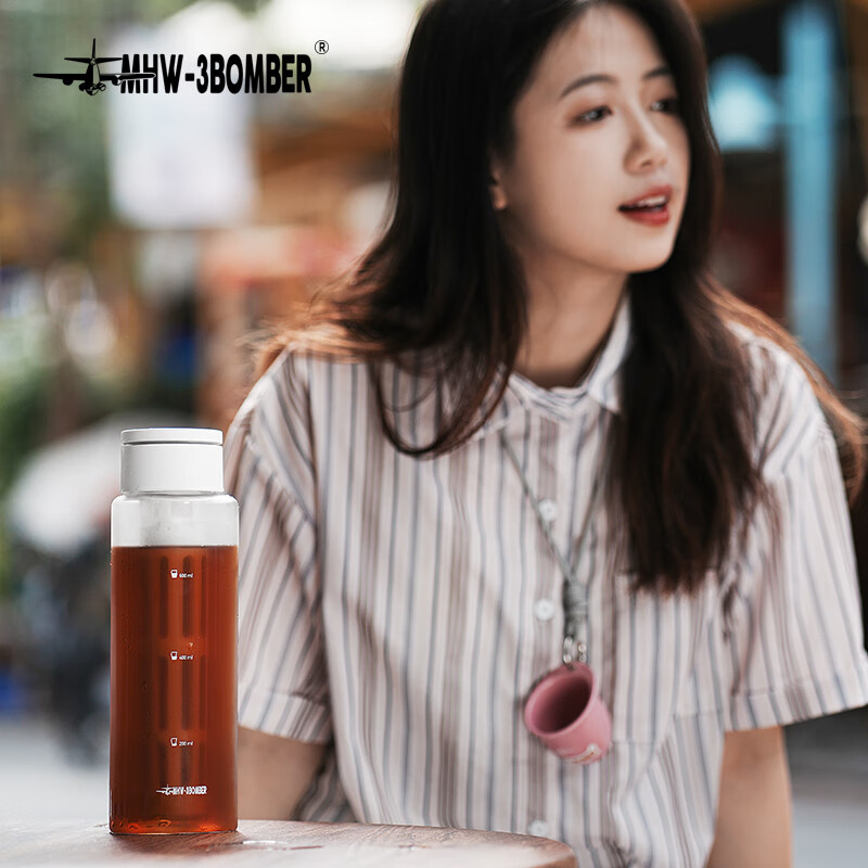 MHW-3BOMBER Bomber Valentine's Day Gift Ice Core Cold Brew Pot Summer Coffee Cold Brew Cup Bottle Coffee Pot Cold Water Kettle Cup Ice Core Cold Brew Pot-White 600ml