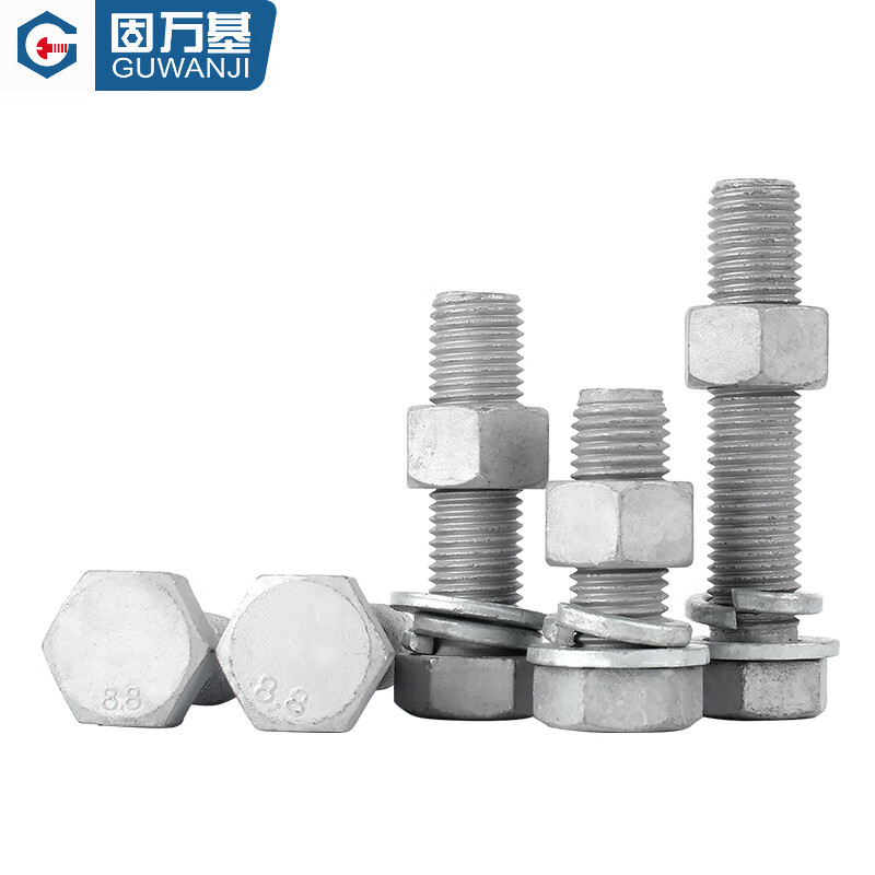 Guwanji Grade 8.8 hot-dip galvanized external hexagon screws and nuts combination set high-strength iron tower hot-dip galvanized bolts national standard M12x40 5 sets