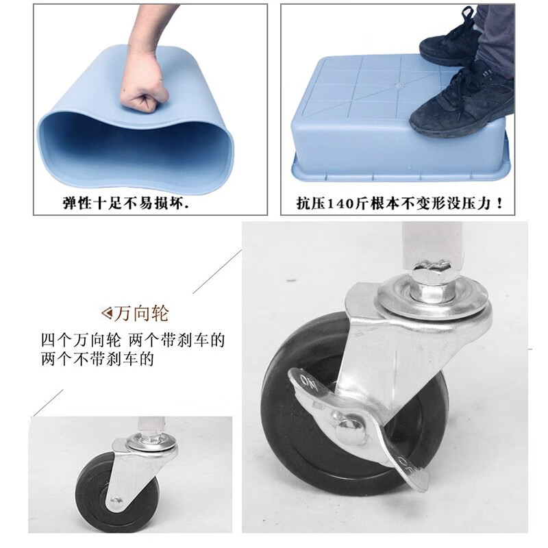 Hotel food collection truck, food removal truck, bowl collection truck with trash can, multi-functional stainless steel restaurant and hotel commercial food delivery truck, thickened round tube straight leg food collection truck with 3 basins and 2 barrels, official standard configuration required