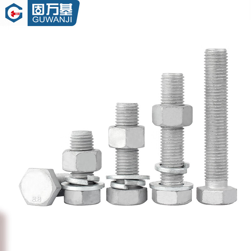 Guwanji Grade 8.8 hot-dip galvanized external hexagon screws and nuts combination set high-strength iron tower hot-dip galvanized bolts national standard M12x40 5 sets
