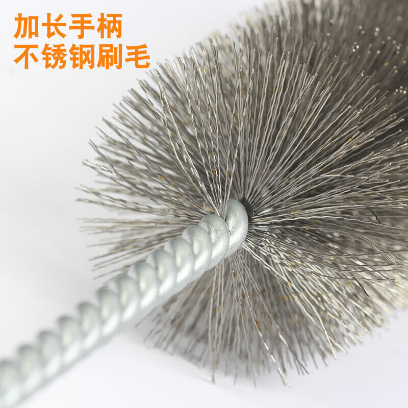 Long-handled steel wire pipe brush for pipe inner hole metal and wood surface rust removal, polishing and deburring, hard-bristle iron brush, bristle length 10 mm in diameter, please negotiate with us for large quantities R