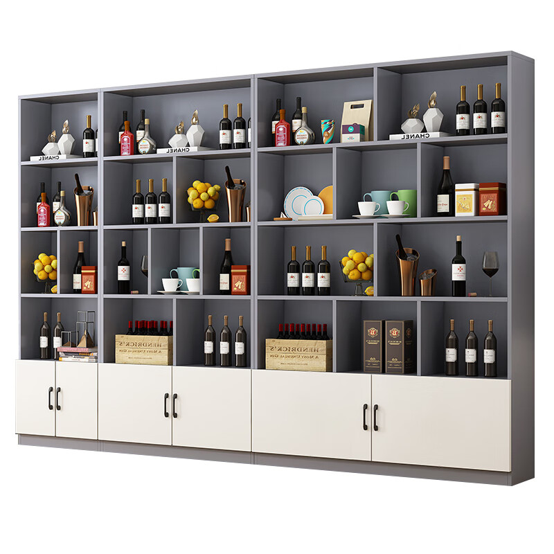 Yimu private wine cabinet storage rack home multi-functional simple restaurant display cabinet living room entrance cabinet wall partition cabinet wine rack length 60 width 24 height 200cm white